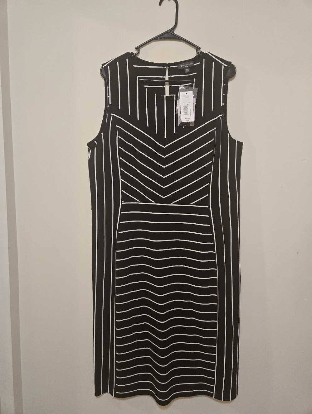 Sleeveless black-and-white striped  Bold Elements Dress, Size XXL
